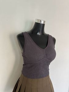 Chic Grey Ruched Tank Top