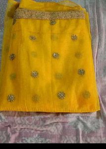 Beautiful Yellow Embroidered Saree