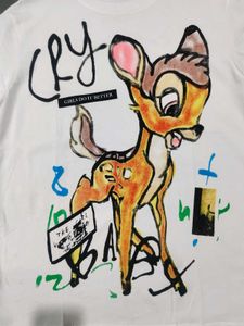 White Bambi Graphic Print T-Shirt