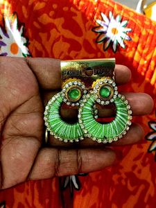 Green Hoop Earrings