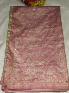 Pink Sequin Embroidered Saree with blouse