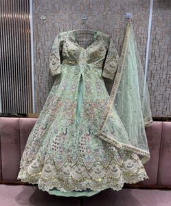 Mint Green Lehenga Choli with Peacock Mo