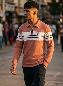 Men's Striped Collared Polo Shirt