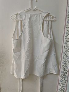 Chic White Sleeveless Wrap Top