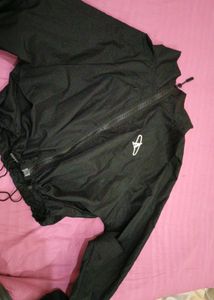 Black Drawstring Windbreaker Jacket