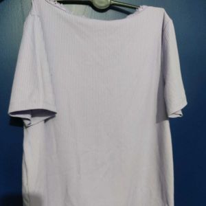 Lavender Ribbed V-Neck Top