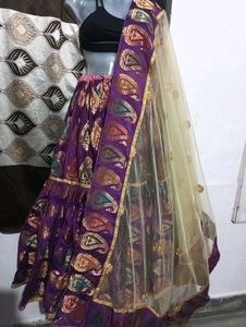 purple gharara with  golden duppatta