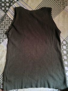 Olive Green Ribbed Sleeveless Top