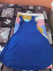 Royal blue sleeveless A-line dress