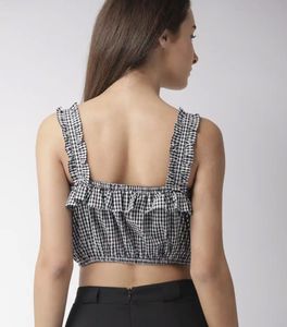 Gingham Ruffle Crop Top