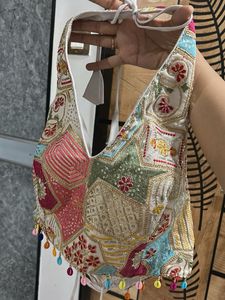 Embellished navaratri Halter Neck Blouse