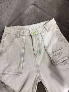 Light Grey Denim Cargo Pants