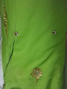 Vibrant Green Embroidered Saree