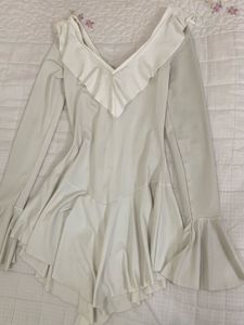 Ruffled White Long Sleeve Dress