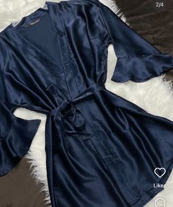 Satin Navy Robe