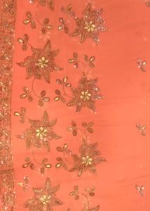 Elegant peach Embroidered Saree