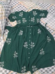 Elegant Green Embroidered Dress