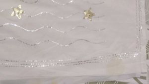 Elegant White Sequined Saree