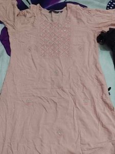 Embroidered Kurta Set - Pink &amp; Purple