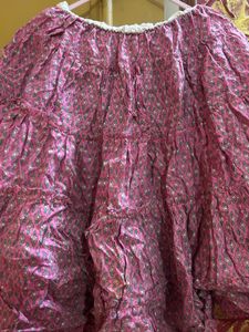 Boho Pink Floral Print Tiered Skirt