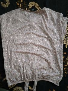 Cute Patterned Tie-Front Top