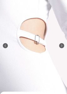 ribbed Chic White Cut-Out Bodycon Dress