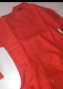 Orange Cotton Kurta for Men