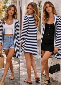 NEW Striped Open Front Cardigan