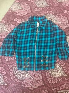 Blue Zipper Top With Skirt