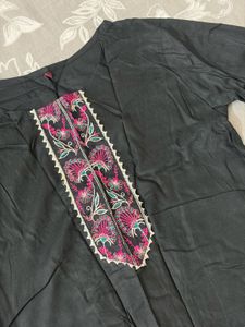 Embroidered black short kurti