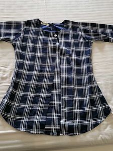 Classic Navy &amp; White Plaid Top
