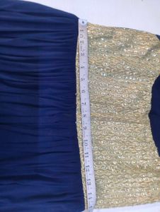Elegant Navy Blue Gown with Gold Sequins ✨