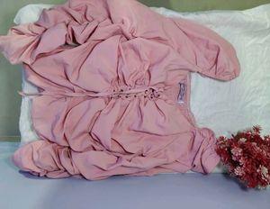 Cute Pink Ruched Tie-Front Top