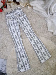 Boho Floral Print Flare Jeans