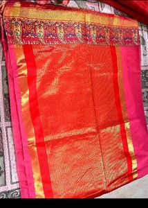 Vibrant Pink Saree with Paisley Border