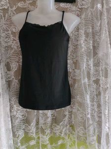 Black Lace Trim Camisole Tank Top