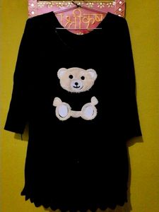 Cute Black Teddy Bear Tunic Top