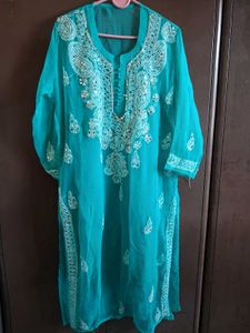 Turquoise Embroidered Kurta