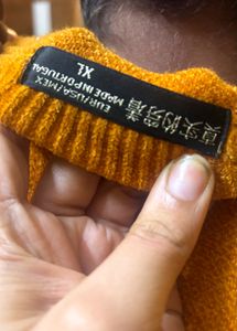 unisex Yellow Graphic Knit Sweater