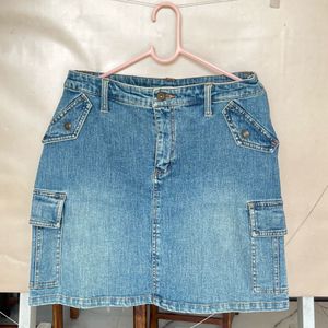 Blue Denim Cargo Skirt