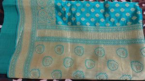 Elegant Teal Brocade Saree