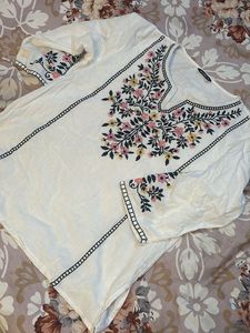 White Embroidered Kurti