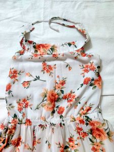 Floral Tiered Halter Neck Dress