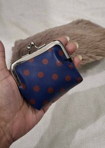 real Fuzzy Clutch with Coin Pouch
