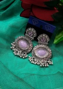 Lavender Oxidized Silver Dangler Earrings