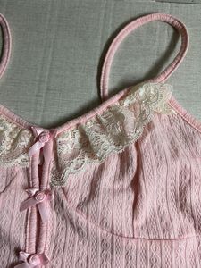Cute Pink Lace Trim Cami Top