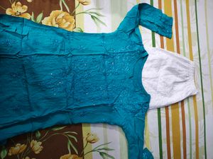 Beautiful Teal Kurta Set with White Palazzo