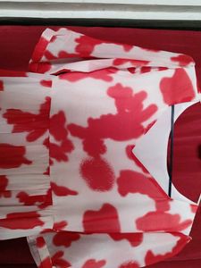 Red &amp; White Tiered Midi Dress