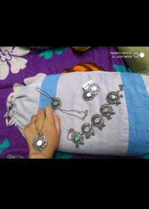 Oxidised Mirror Work Jewellery Set
