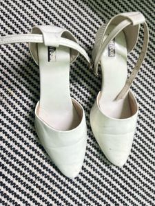 White Flat Sandals with Ankle Strap